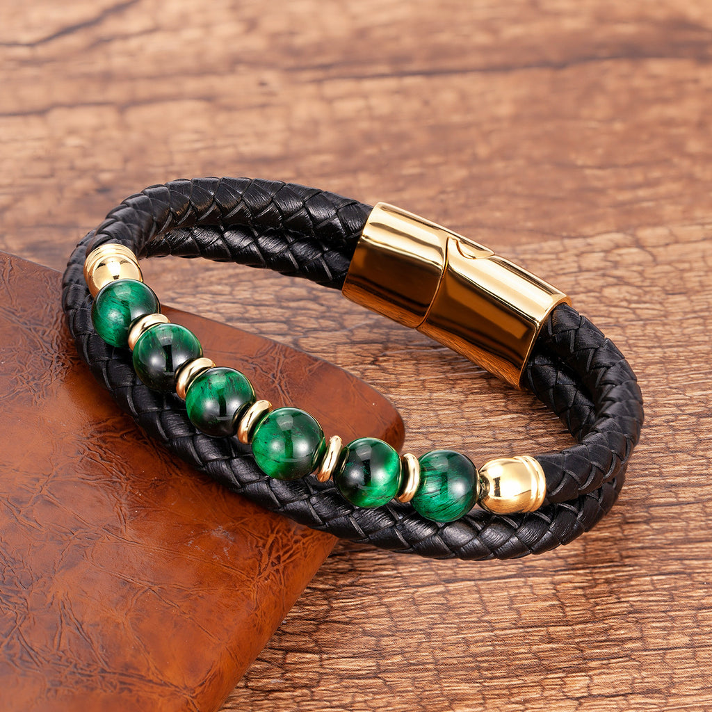 Doppelstrang-Lederarmband mit Tigerauge – Bild 9 | LuxeStyle