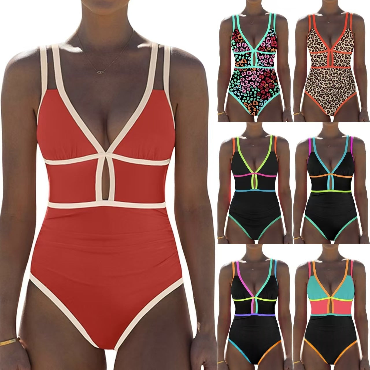 Color Block Badeanzug für Damen