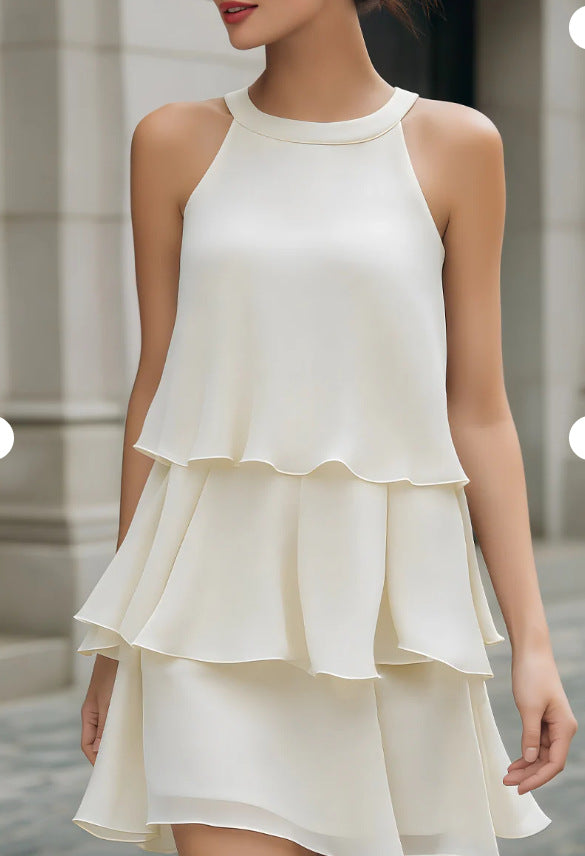Ärmelloses gestuftes Chiffon-Minikleid – Bild 1 | LuxeStyle