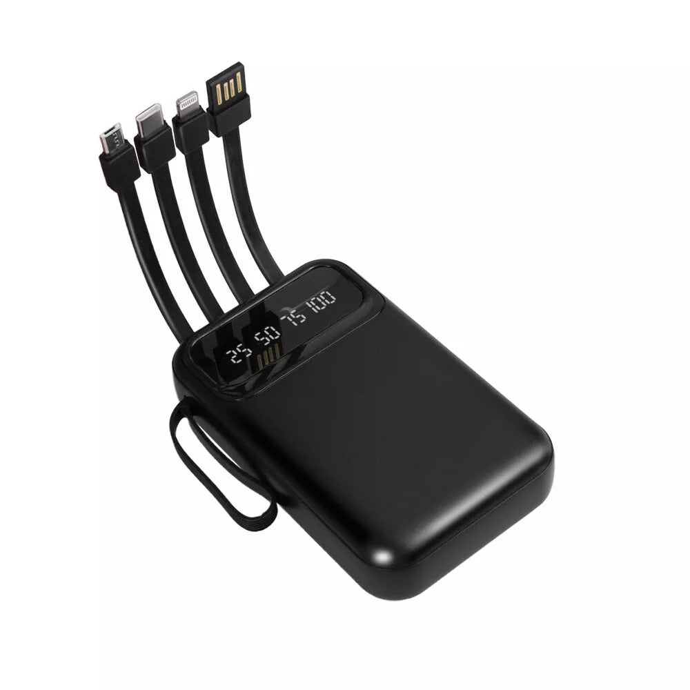 30000mAh Powerbank mit integrierten Kabeln