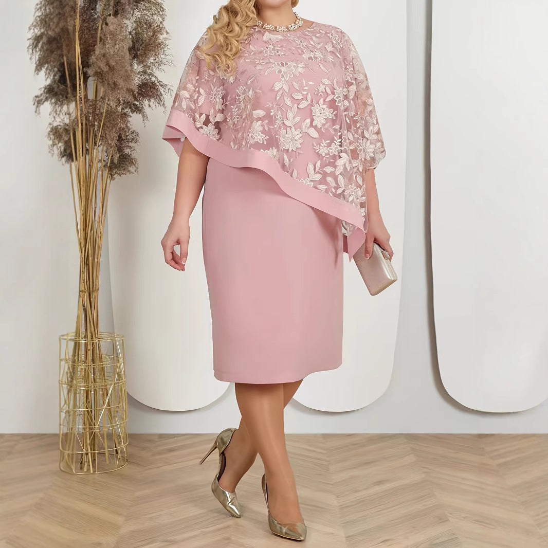 Patchwork-Kleid mit Stickerei