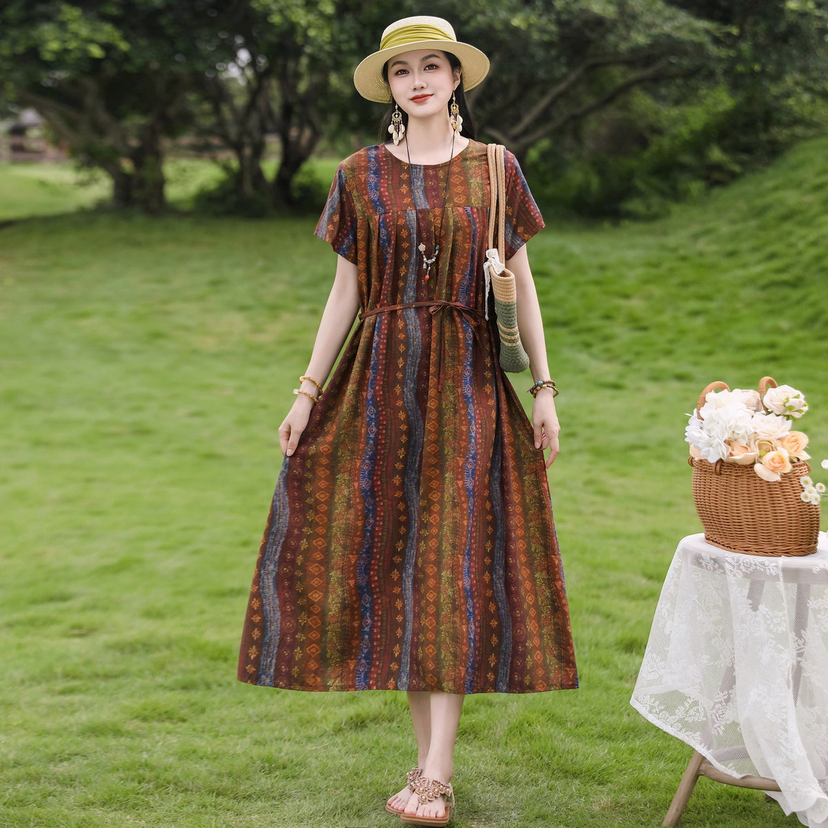 Elegantes Baumwoll-Seidenkleid mit Blumenmuster – Bild 20 | LuxeStyle