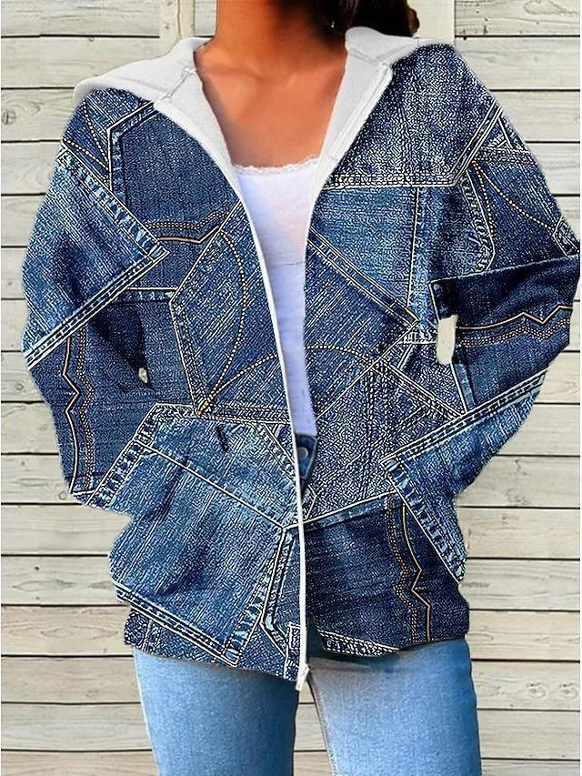 Kapuzenpullover mit Reissverschluss & Print