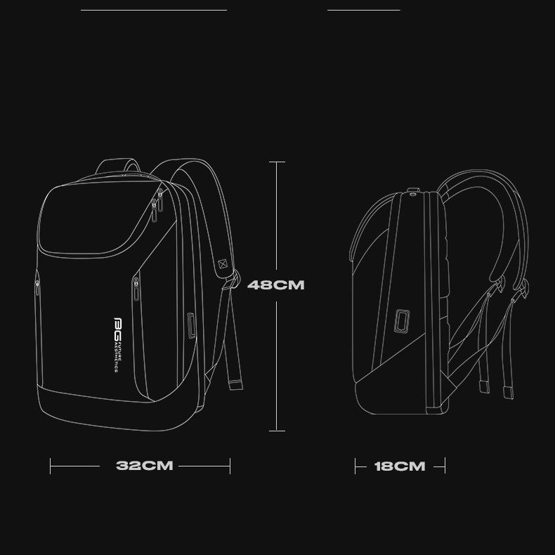 Rucksack für Computer – 20–35 L, schwarzes Leder – Bild 3 | LuxeStyle
