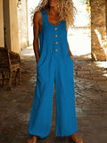 Leichter Leinen-Jumpsuit mit weitem Bein