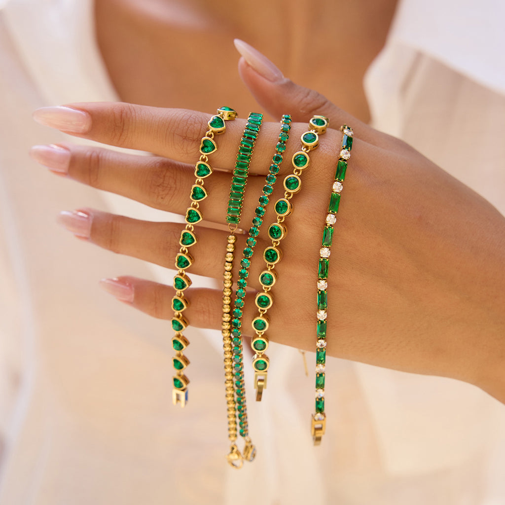 Champagner-Gold Armband mit grünem Herz – Bild 8 | LuxeStyle
