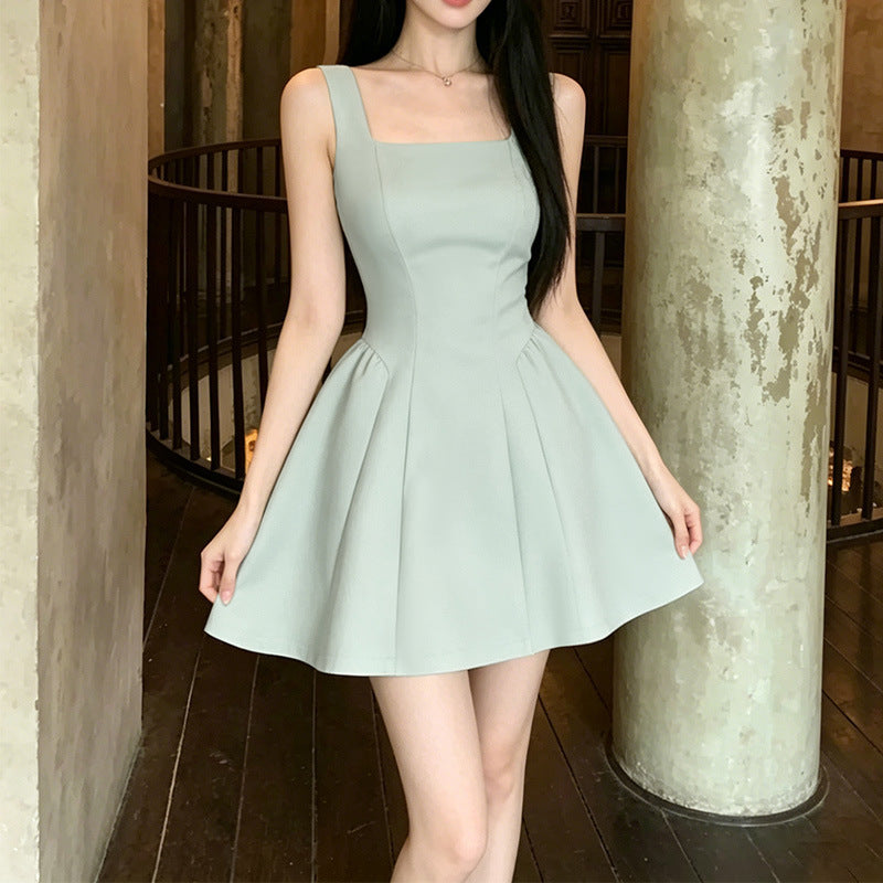 A-Linien Trägerkleid mit Taillenschnürung
