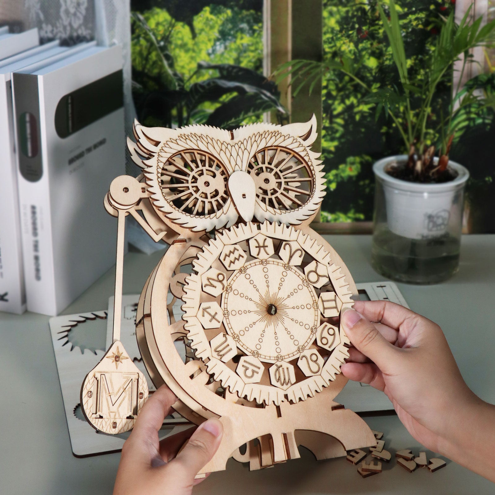3D Holzpuzzle Eulen-Uhr Bausatz
