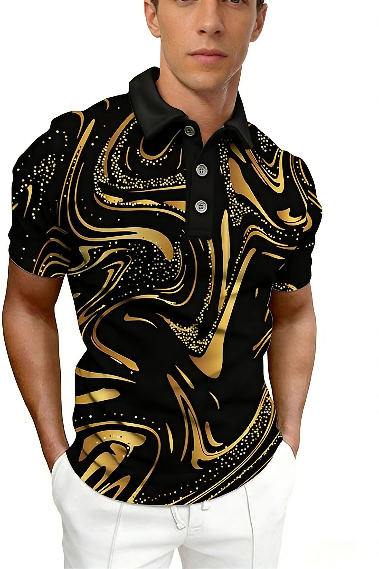 Herren-Polo mit 3D-Druck-Muster