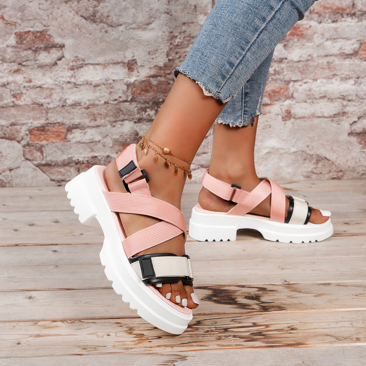 Sommer Sandalen mit dicker Sohle, Klettverschluss – Bild 5 | LuxeStyle