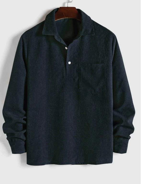 Männerlangarmshirt Cord Aprikose – Bild 3 | LuxeStyle