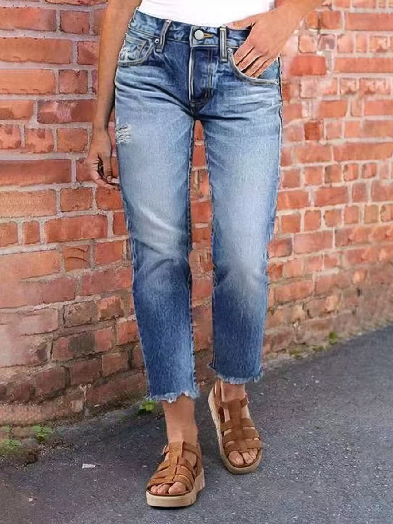 Schlanke Jeans, navyblau