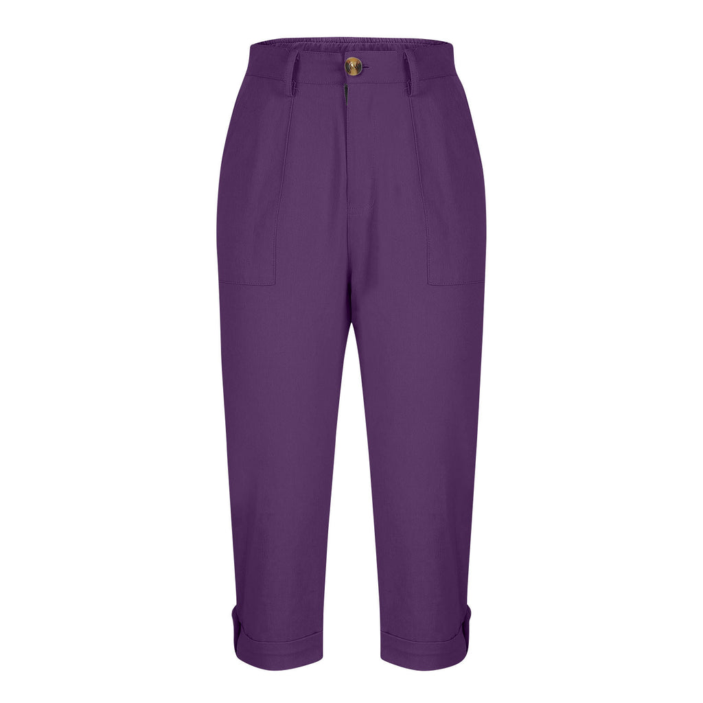 Damen Caprihose mit Roll-up und Knöpfen