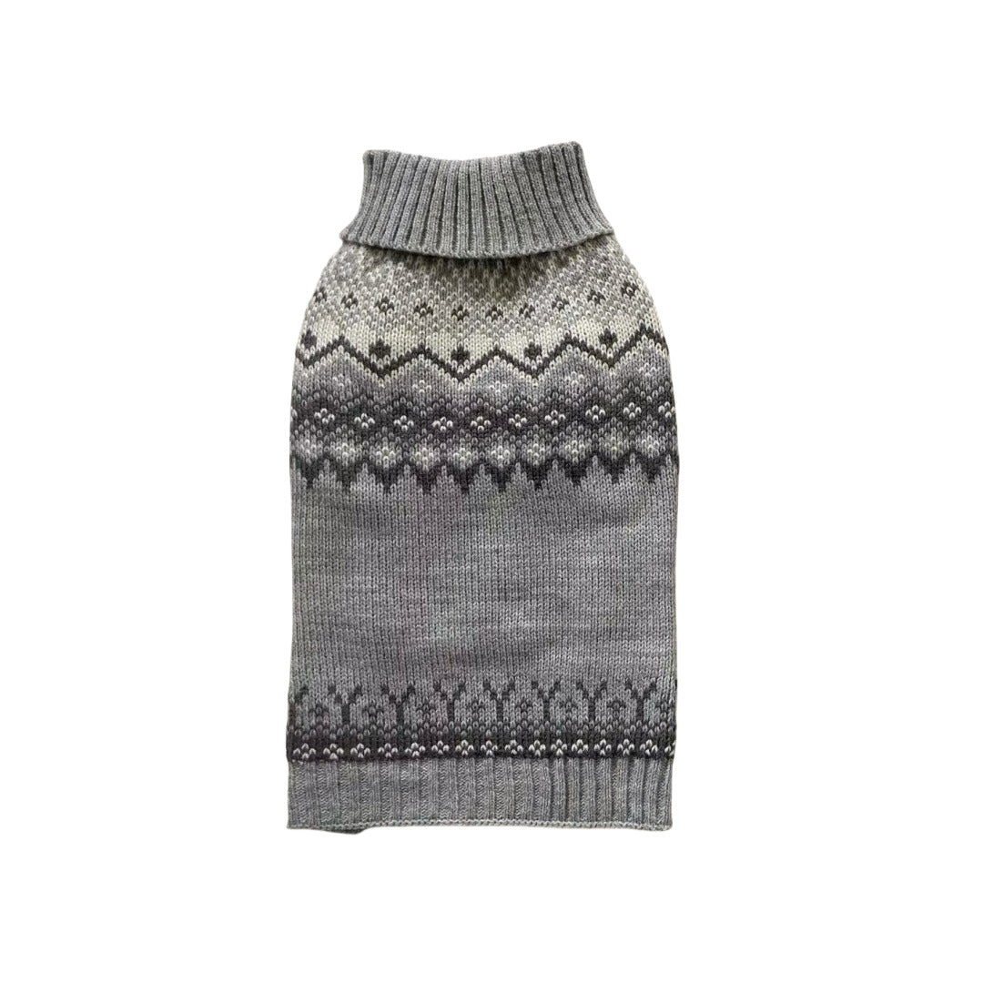 Grauer Fair Isle Hundepullover | LuxeStyle