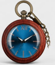 Holz-Taschenuhr mit rauer Kette