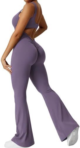 Ärmelloser flared Jumpsuit für Yoga & Fitness