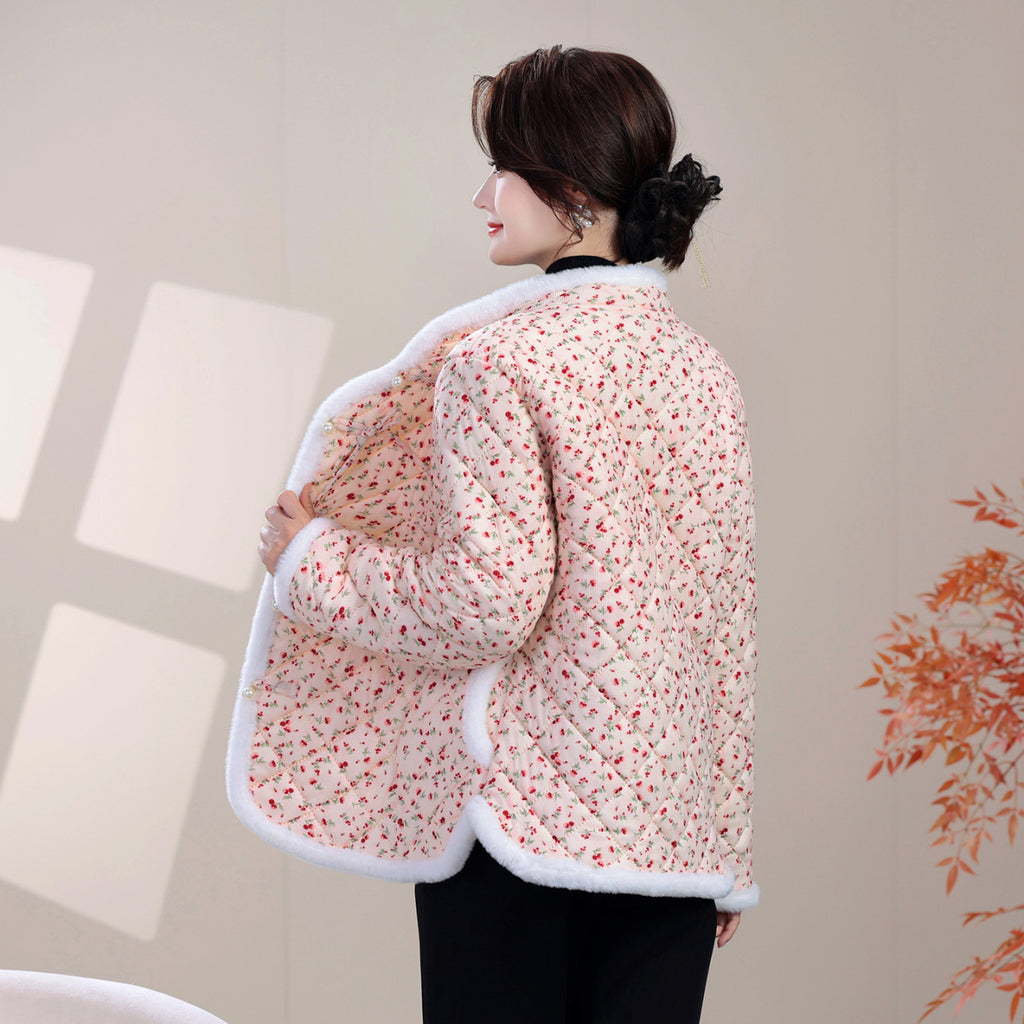 Damen-Jacke mit Blumenmuster und diagonalem Verschluss – Bild 5 | LuxeStyle