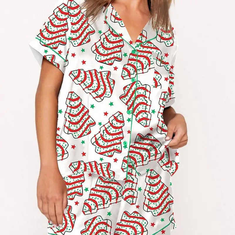 Weihnachtsbaum-Print Hausanzug