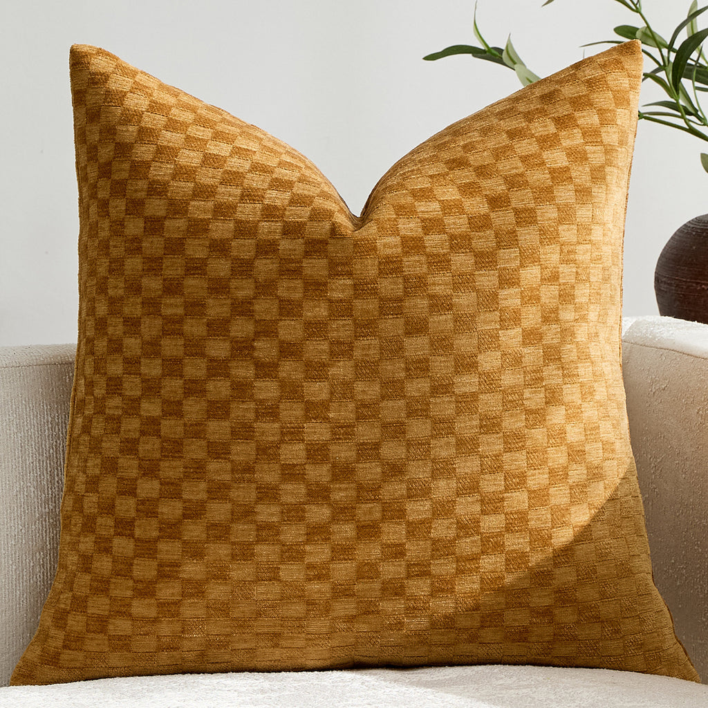 Chenille Kissenhülle mit 3D-Kleinwürfelmuster