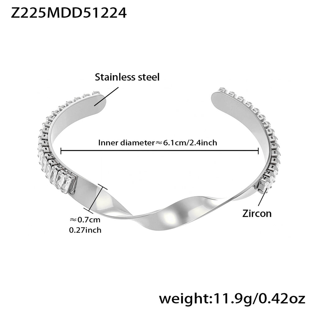 Glänzendes Edelstahl-Armband mit Kristallen – Bild 11 | LuxeStyle