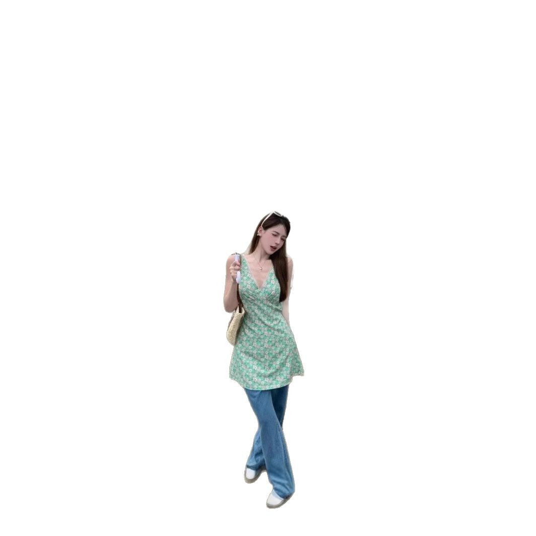 Geblümtes V-Neck Minikleid im französischen Stil – Bild 6 | LuxeStyle