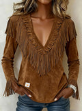 Damenbluse aus Wildlederimitat mit V-Ausschnitt – Bild 12 | LuxeStyle