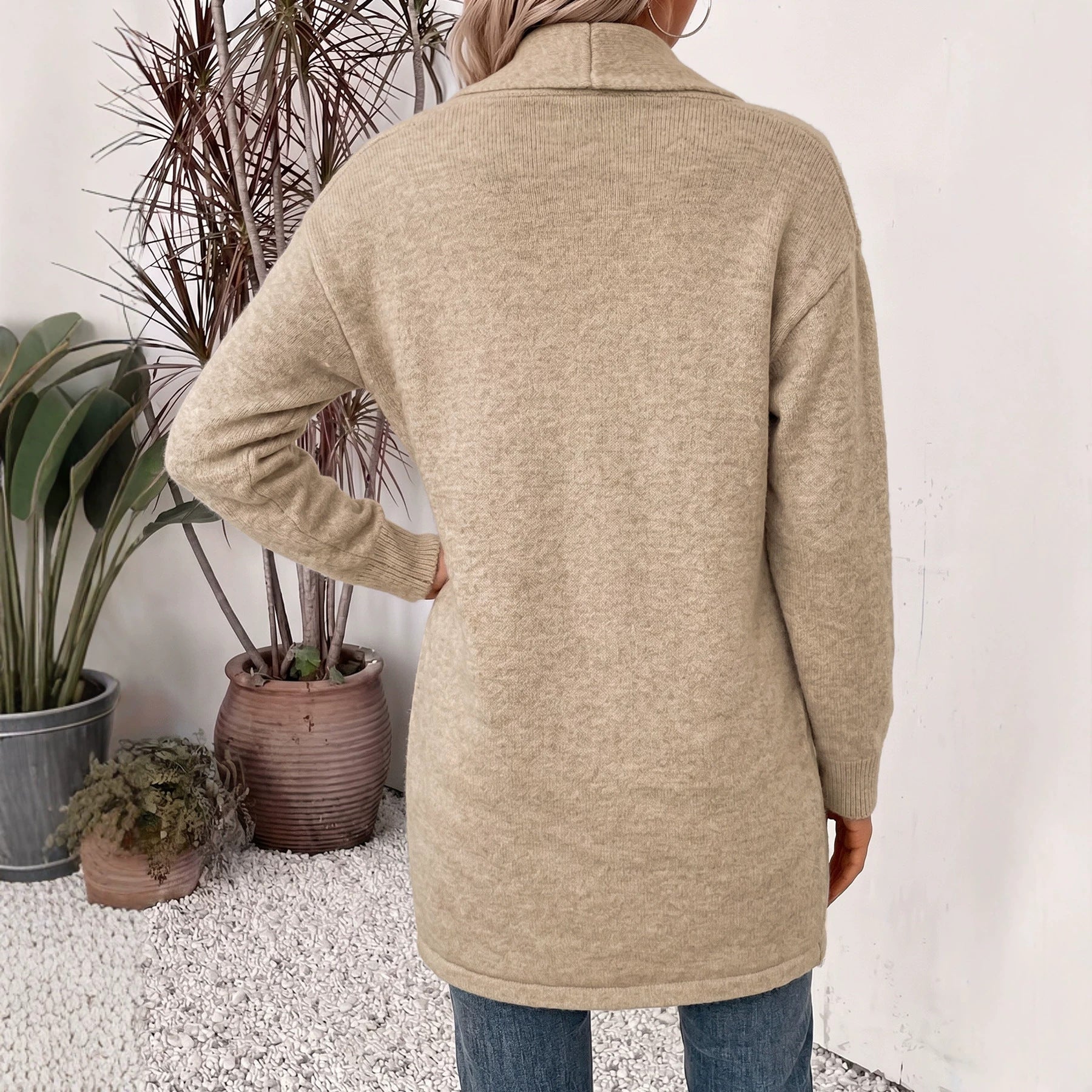 Midi Strickmantel mit Doppelreiher