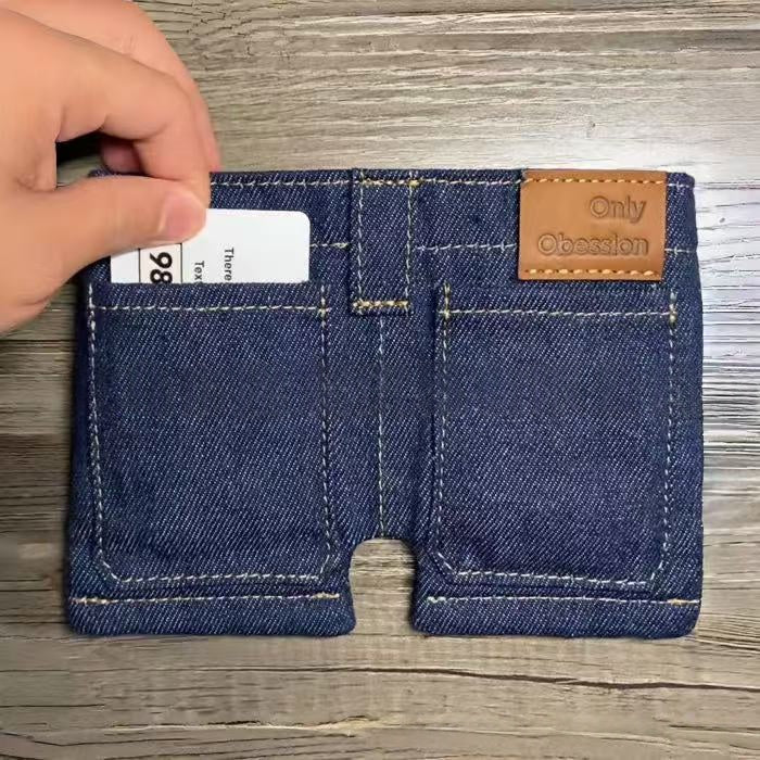 Jeans-Geldbörse faltbar blau grau – Bild 7 | LuxeStyle