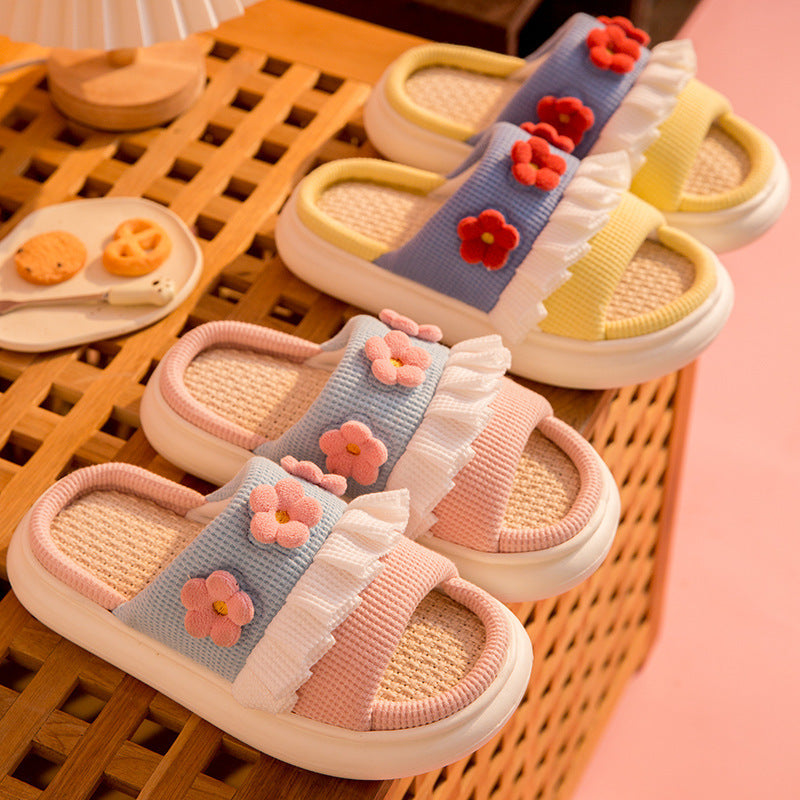 Linen Sandalen für Zuhause – offene Zehen, Bänder – Bild 8 | LuxeStyle