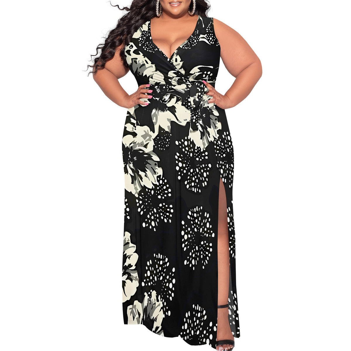Bedrucktes Maxikleid mit Seitenschlitz – Bild 3 | LuxeStyle