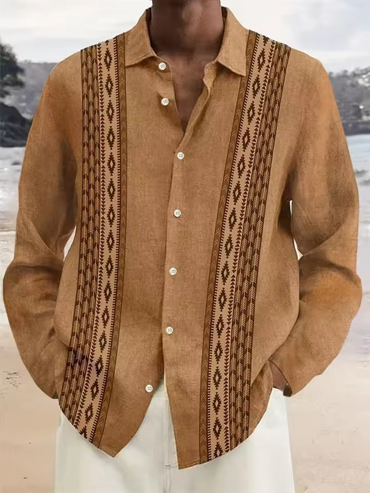 Herren Langarmhemd mit Streifen und Palmenmuster – Bild 6 | LuxeStyle