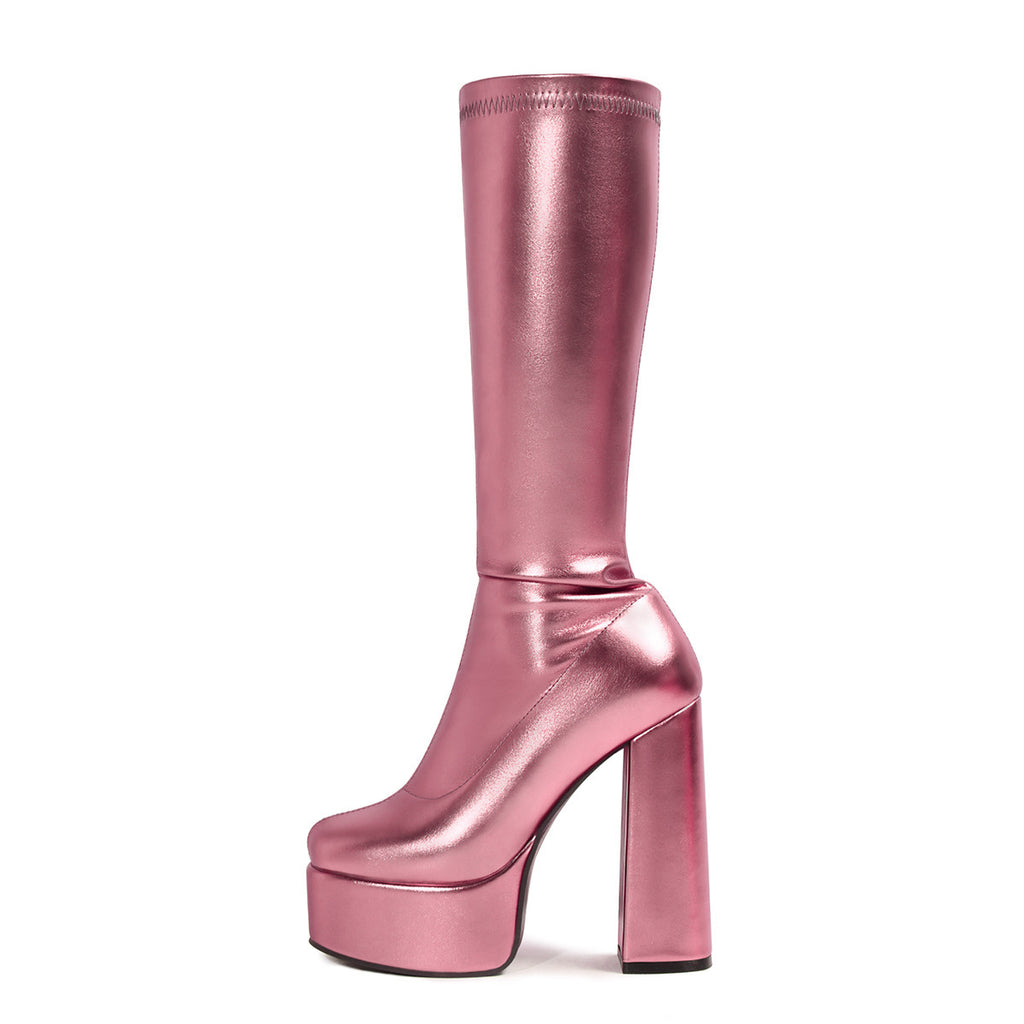 Plateau Stretch-Stiefel mit hohem Absatz – Bild 7 | LuxeStyle
