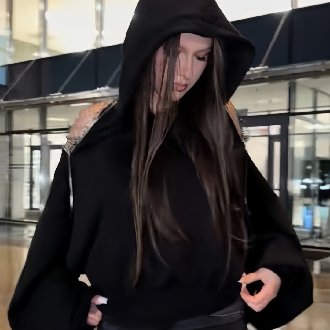 Rückenfreier Mesh-Hoodie in Solid Color für Streetwear