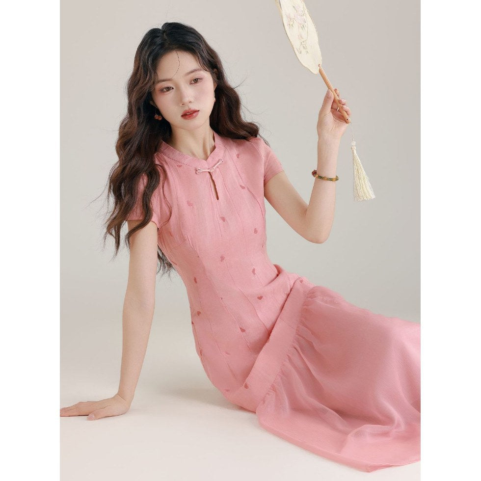 Chinesisches Fake-Zweiteiler Kleid mit Print – Bild 6 | LuxeStyle