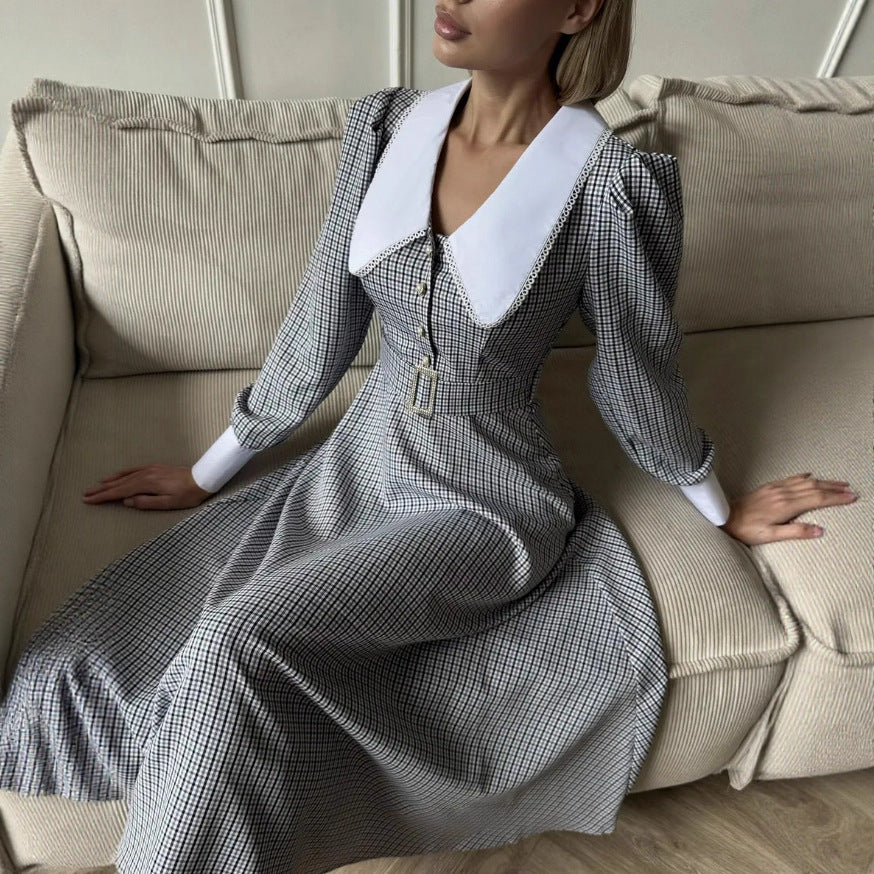 Retro-Kleid mit Reverskragen und Karomuster – Bild 3 | LuxeStyle