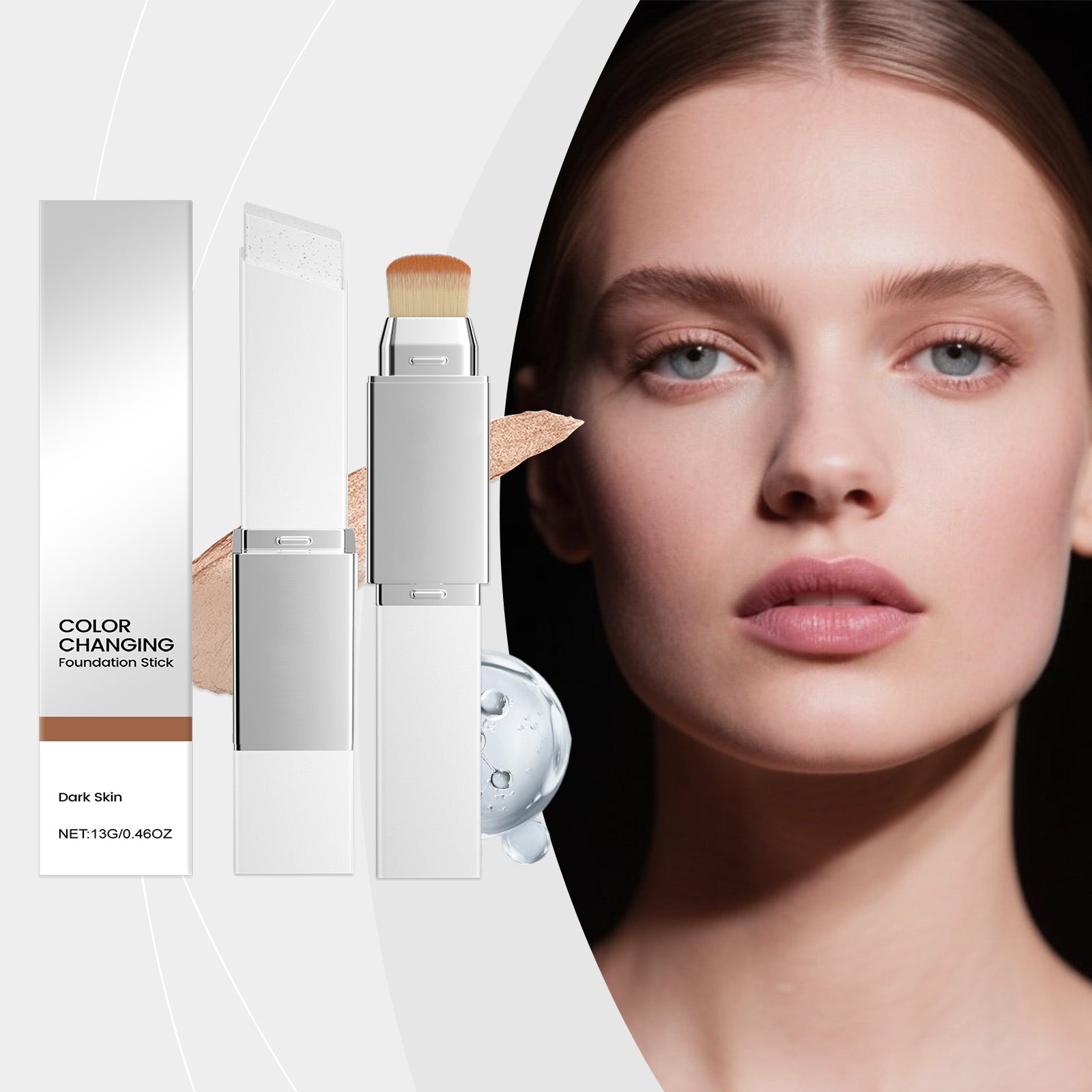 2-in-1 Farbwechselnde Foundation-Stick für dunkle Hauttöne