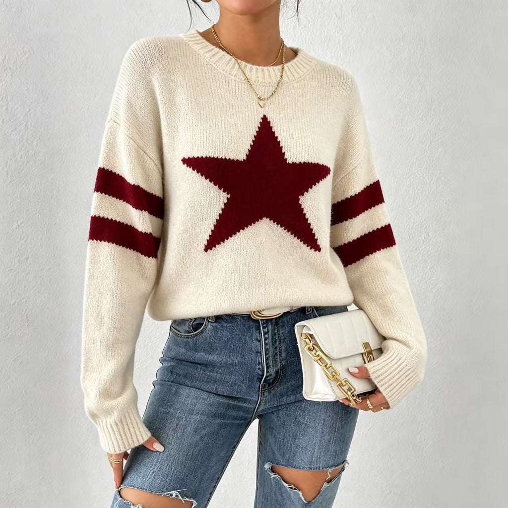 Jacquard-Strickpullover mit Sternenmuster