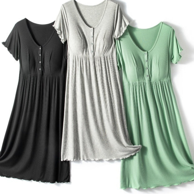 Modal-Damenkleid mit Rundhalsausschnitt und Kurzarmen – Bild 3 | LuxeStyle