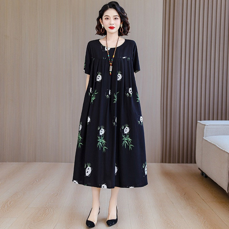 Elegantes Baumwollseidenkleid mit Taschen