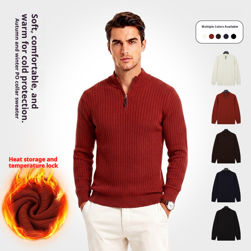 Herren Strickpullover mit Semi-Zip