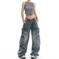 Damen Arbeitshose mit Destroyed-Look und Bodenlänge