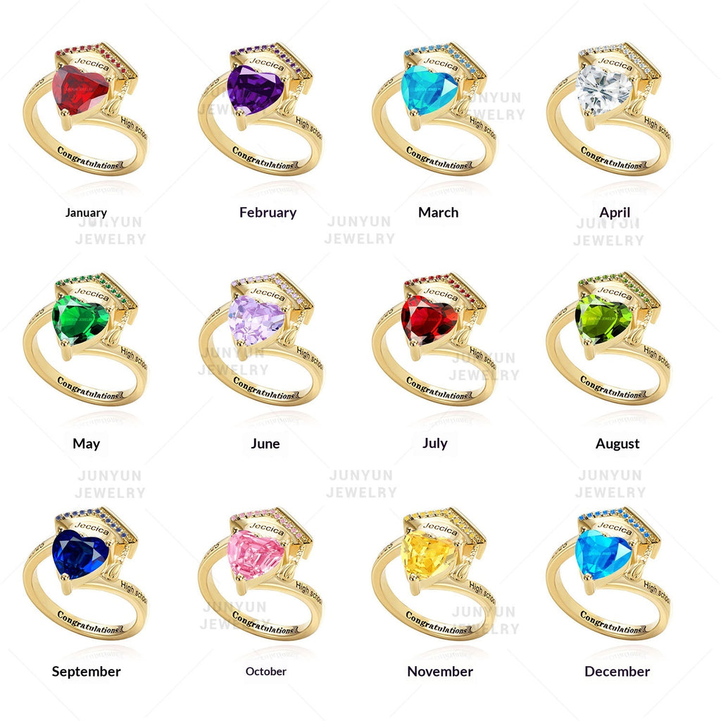 Personalisierter Bachelor-Ring mit Geburtsstein