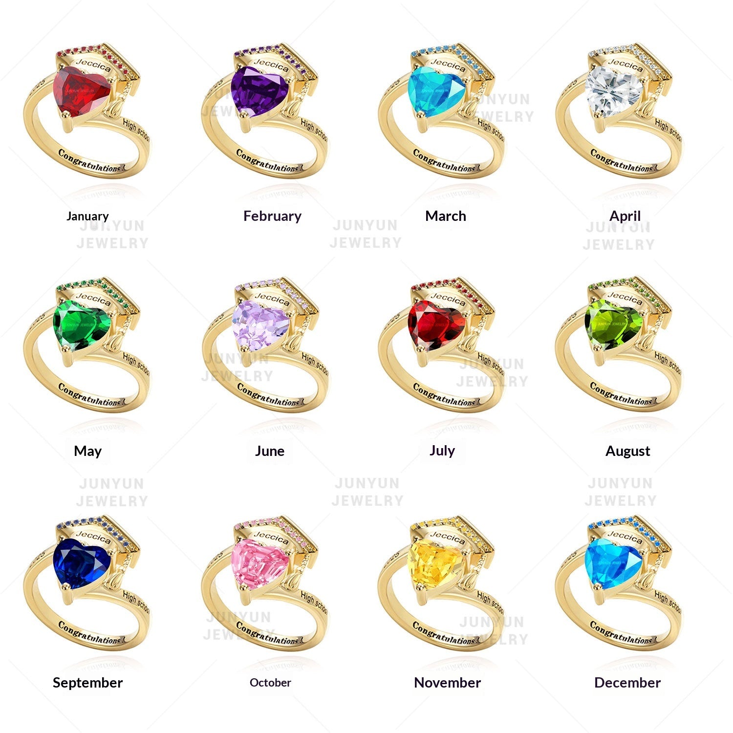 Personalisierter Bachelor-Ring mit Geburtsstein