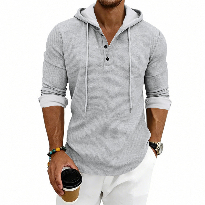Retro Henley Langarm-Sweatshirt