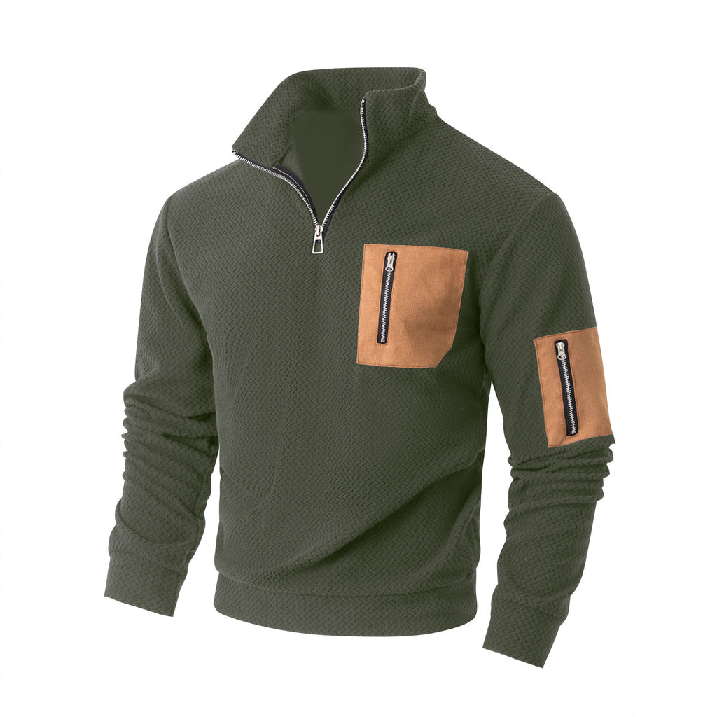 Herren Fleece-Hoodie mit Stehkragen und Reissverschluss – Bild 4 | LuxeStyle