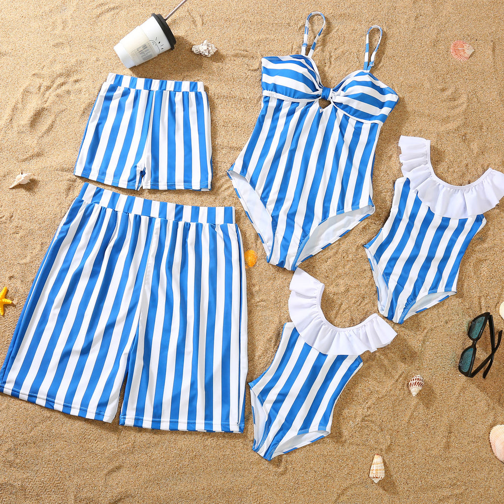 Partnerlook Bikini blau-weiss gestreift