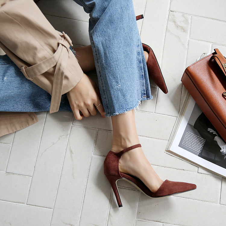 Suede-Sandale mit hohem Absatz – Bild 3 | LuxeStyle