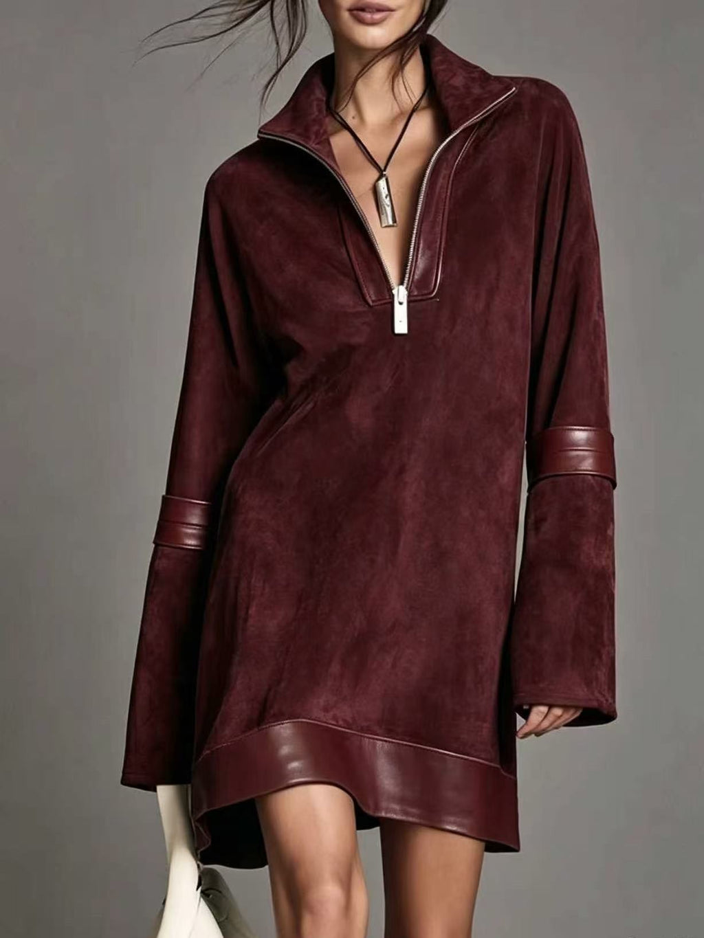 Langarm Casual Kleid mit A-Linienrock – Bild 5 | LuxeStyle
