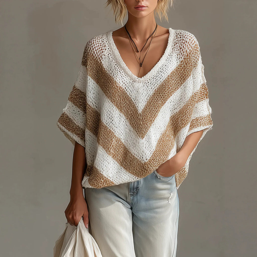 Loose-knit Pullover mit V-Ausschnitt – Ansicht 3