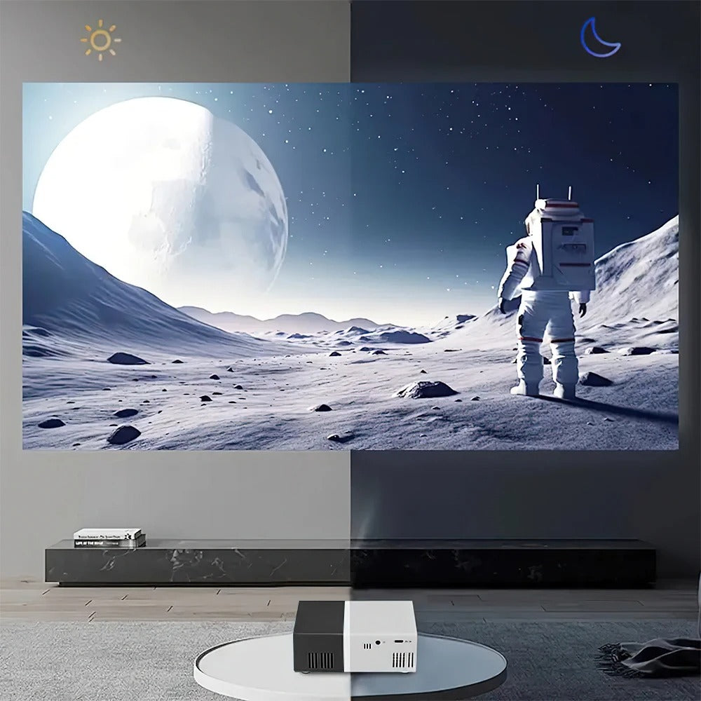 Mobiler 1080p HD Mini-Projektor mit Standfuss
